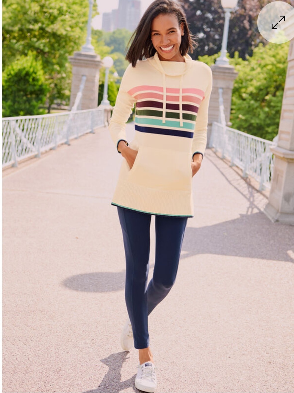 Talbots Cowlneck Stripe Tunic Sweater. Size Medium.